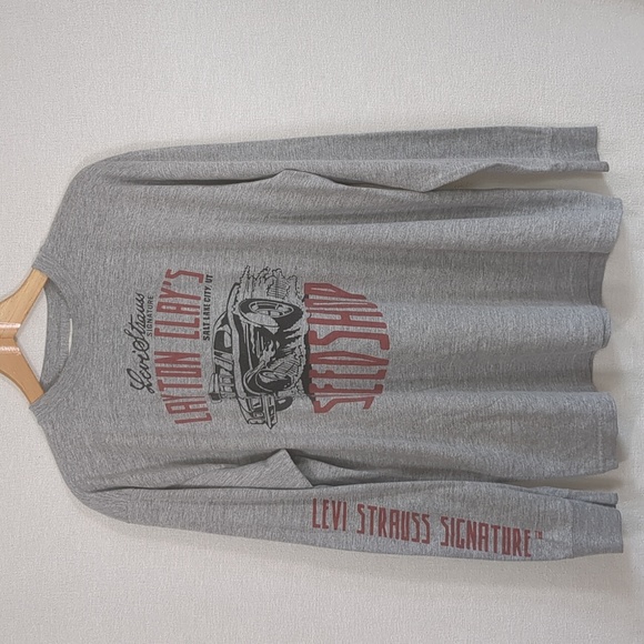 Vintage Levi's Men's Long Sleeve T Shirt Size Large Gray Speed Shop Graphic - Picture 1 of 12